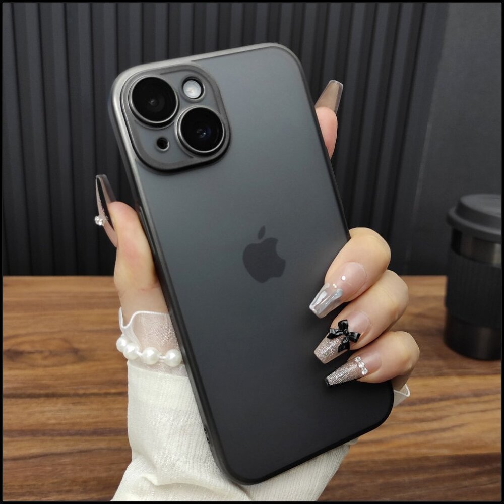 Matte Black Frosted Case with Metallic Frame